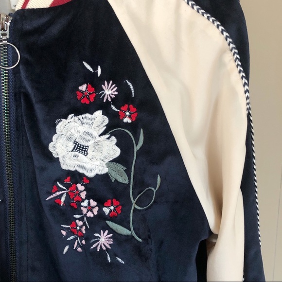 Anthropologie paper crane velvet bomber jacket M - Picture 4 of 8